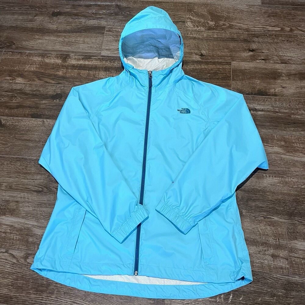 The North Face Jacket Womens XL Blue Teal Full Zip Hyvent Windbreaker Rain Coat